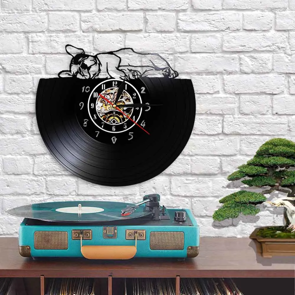 Очаровательные настенные часы с французским бульдогом современный дизайн