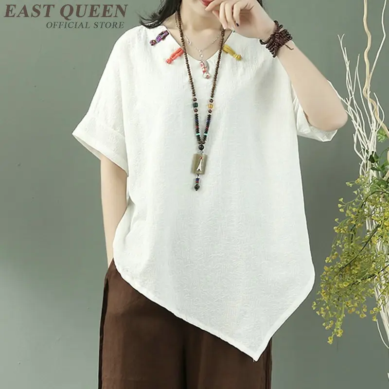 Одежда в китайском стиле Женская Асимметричная летняя футболка женская новая