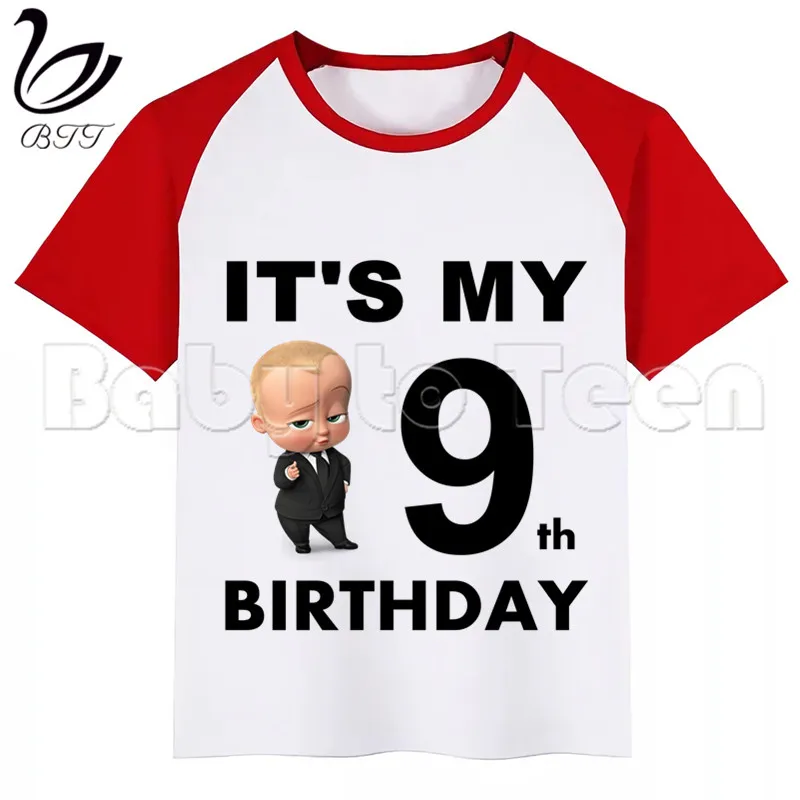 Детская Boss одежда с рисунком из мультфильма футболка С Днем Рождения Happy принтом