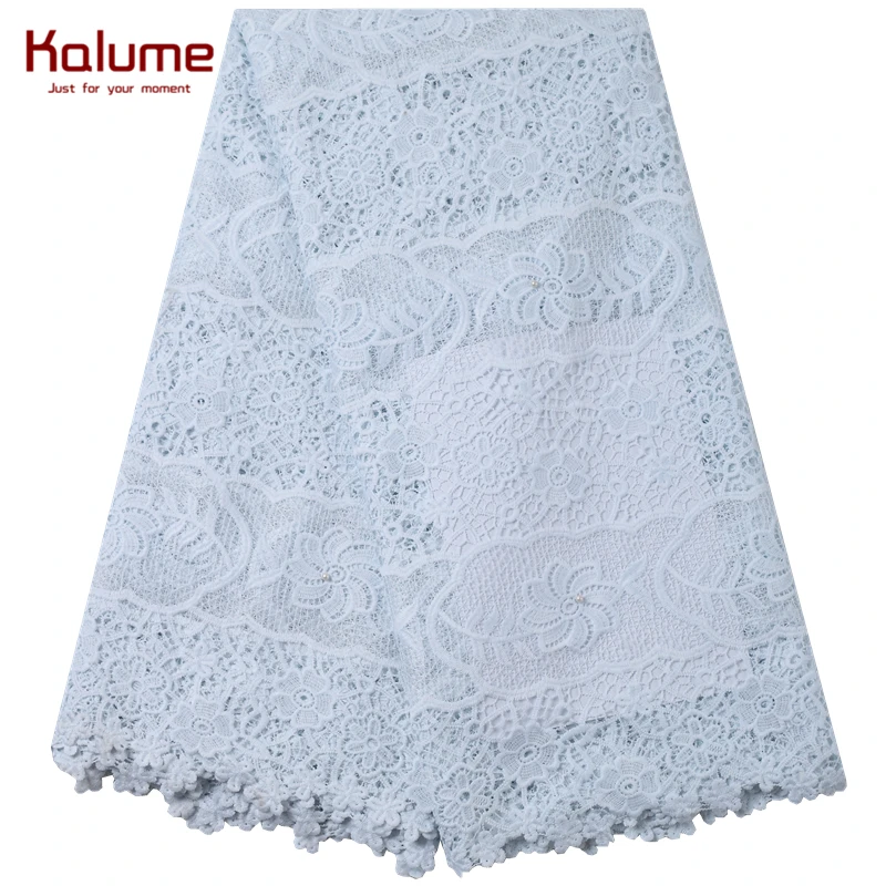 Kalume 2021 High Quality African Guipure Cord Lace Fabric Stoned Water Soluble For Nigerian Wedding Party Dress F2193 | Дом и сад