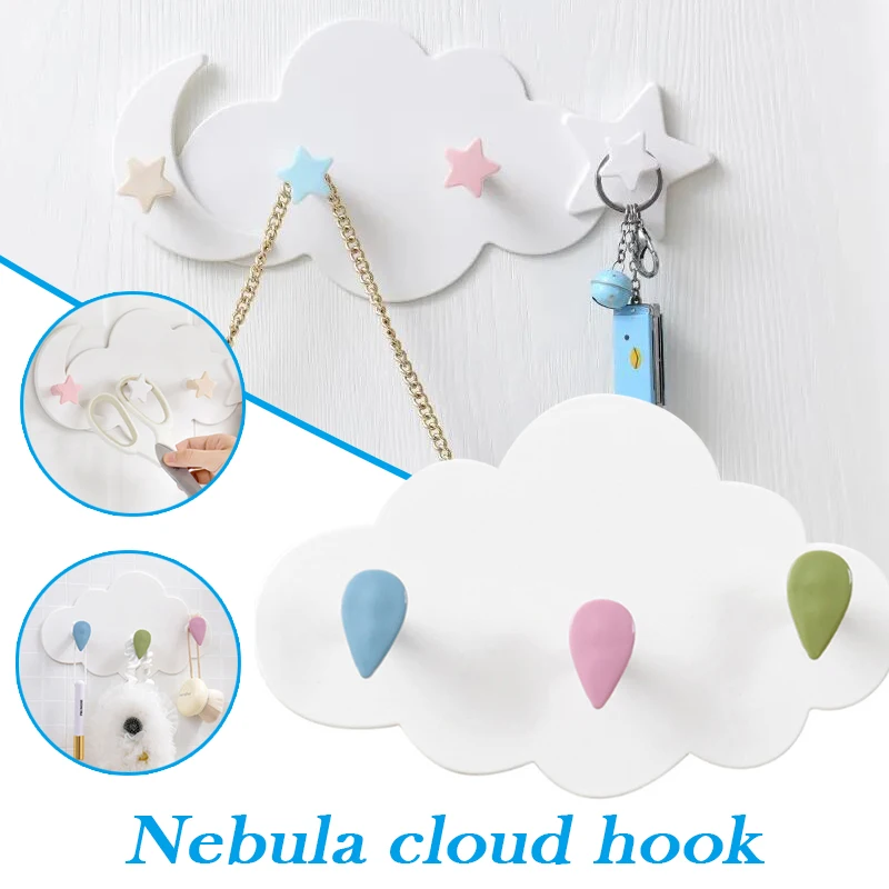 

Мультяшные настенные крючки в форме облака, прочная клейкая вешалка для ванной, одежды, мелочи, 3 крючка, держатель для подвешивания, украшен...