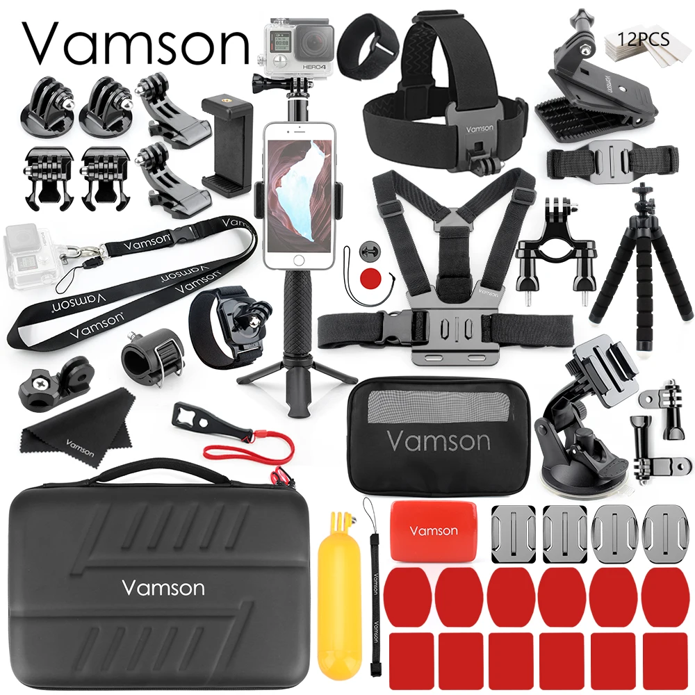 Vamson для Go pro Аксессуары Gopro Hero 7 6 5 4 палка сэлфи черного цвета Штатив DJI OSMO Экшн