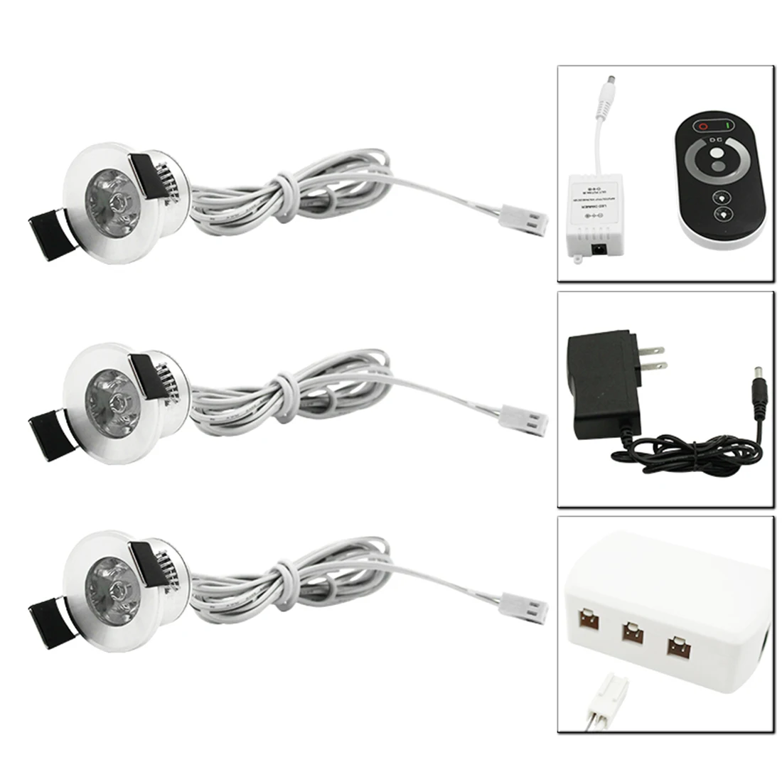 Dimmable 3 lamp set Светодиодный IARY 12В Мини светодиодный точечные потолочные светильники с регулируемой яркостью набор ламп с пультом дистанционного управления потолочные встраиваемые 1,5 Вт 27 мм отверстия Серебристые лампы для шкафа - Испускаемый цвет: Dimmable 3 lamp set