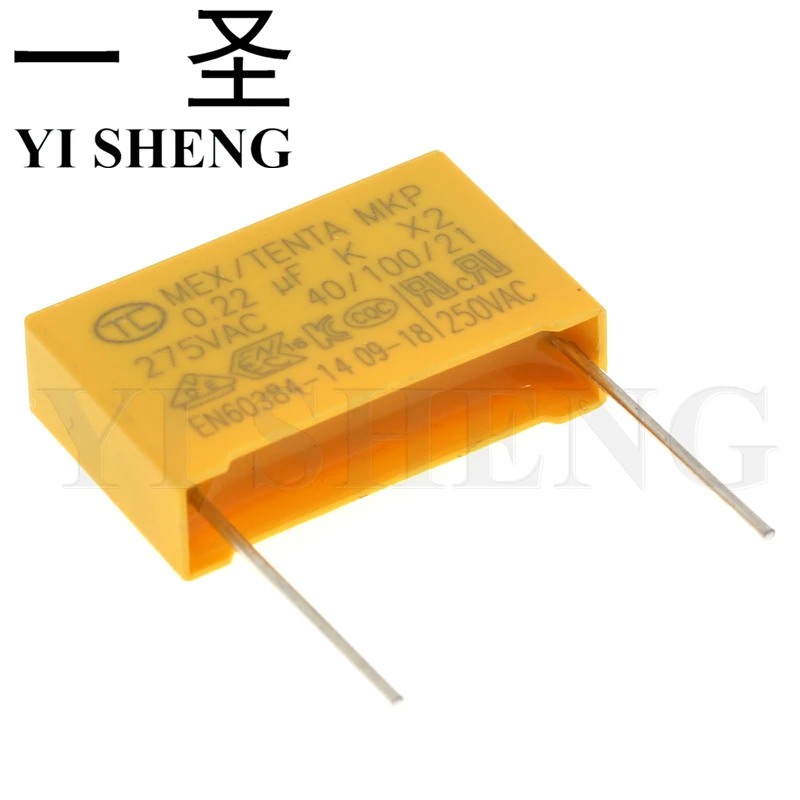 

10pcs 0.22uF capacitor X2 capacitor 275VAC 220NF Pitch 22mm X2 Polypropylene film capacitor 0.22uF 224K