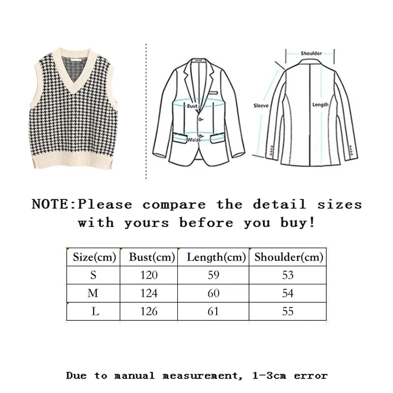 

Black White Plaid Sweater Vest Women Fashion Knitted Pullovers Loose Vintage Female Waistcoat Chic Loose Sweater Tops