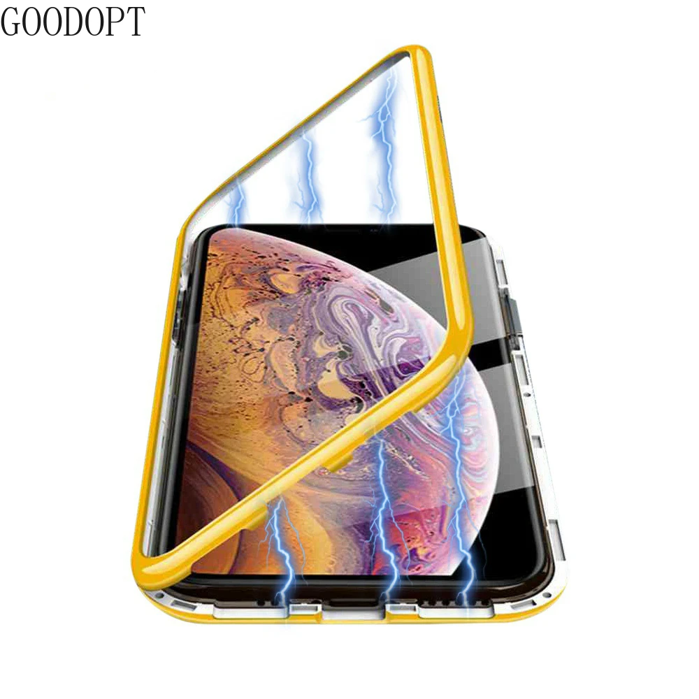 Прочный Магнитный чехол GOODOPT для iPhone 11 Pro Max XS XR X стеклянные чехлы телефонов 8 7 Plus