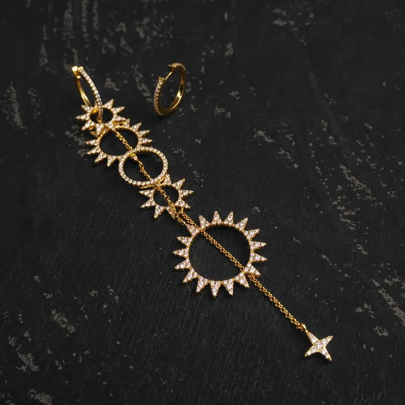 

Bewill New S925 Sterling Silver Sunflower Pearl Long Tassel Earrings Gear Drop Earrings Exaggerated Banquet High Quality Jewelry