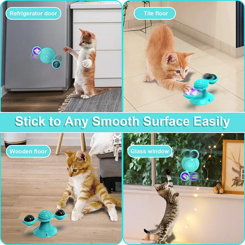 

Cat Windmill Toy Massager Cat Toy Funny Rotatable With Catnip LED Ball Turntable Teeth Cleaning Toys Pet Products Dropshipping