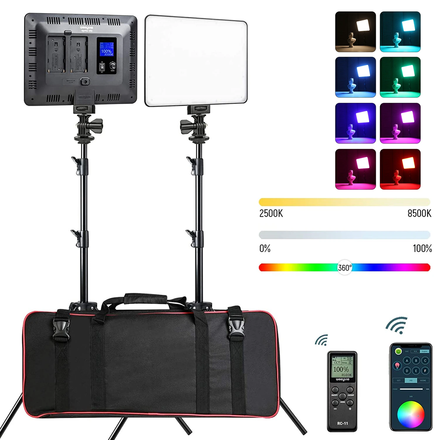

Viltrox Weeylite Sprite20 2Packs RGB LED Light Panel 30W Video Camera Lighting Kit LED Light with Light Stand APP Control