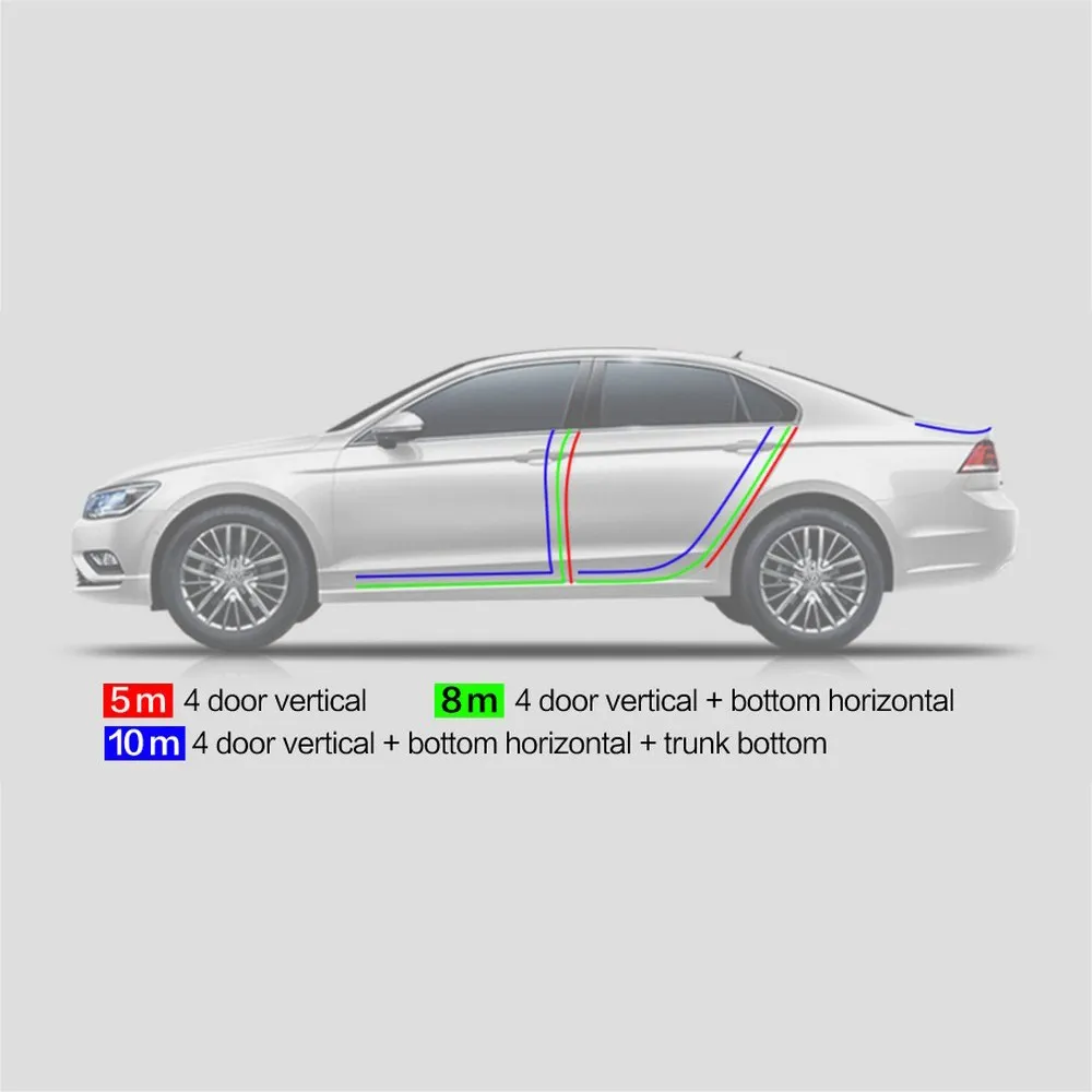 

10M Car Door Edge Rubber Scratch Protector Anti Collision Scratch Protection U Type Car Door Rubber Sealing Strips Sticker