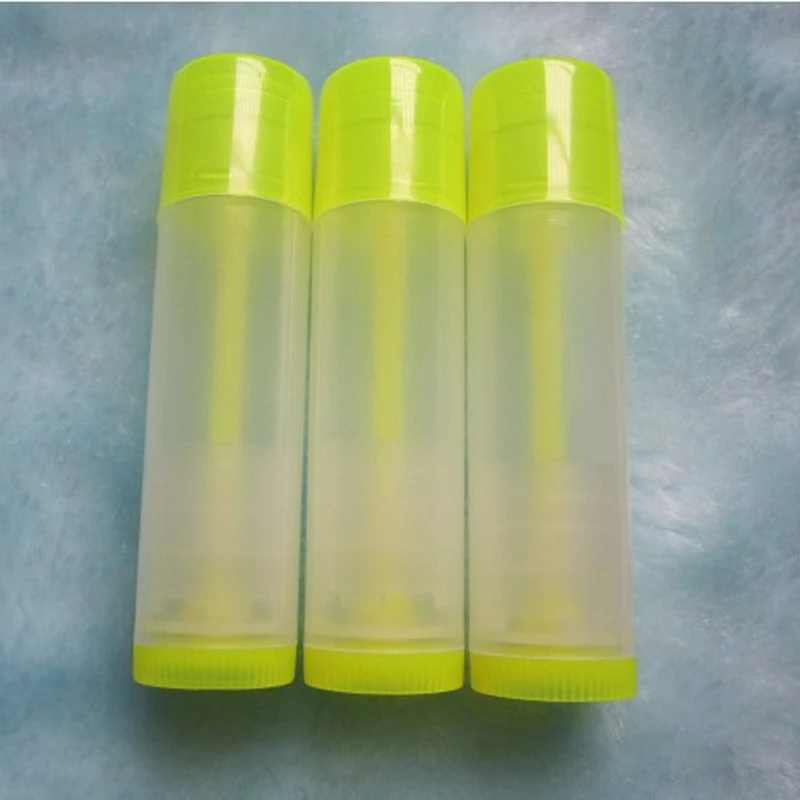 100 шт./лот 5 мл пустая губная помада трубка прозрачная + желтая крышка макияж блеск