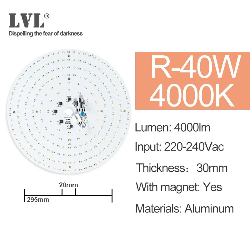 R-40W-4000K Светодиодный модуль светильник 220V 230V 240V 6W 10W 18W 25W 40W магнитное заменить лампы для проектора светильник ing источник для модернизации потолочный светильник - Цвет: R-40W-4000K