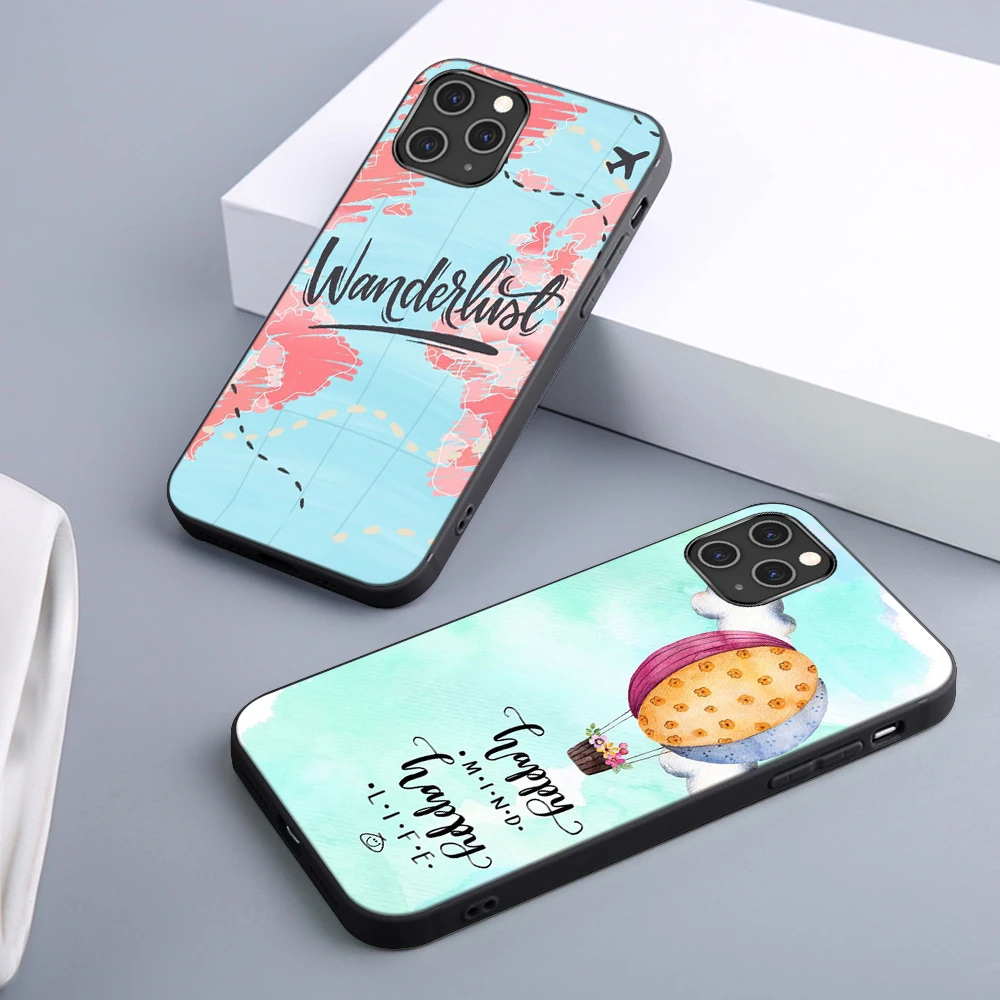 

World Map Text Case For iPhone 12 11 Pro Max Mini Cover for iPhone 11 X XR XS MAX 7 8 6 6S Plus 5S SE 2020 Soft TPU Phone Fundas