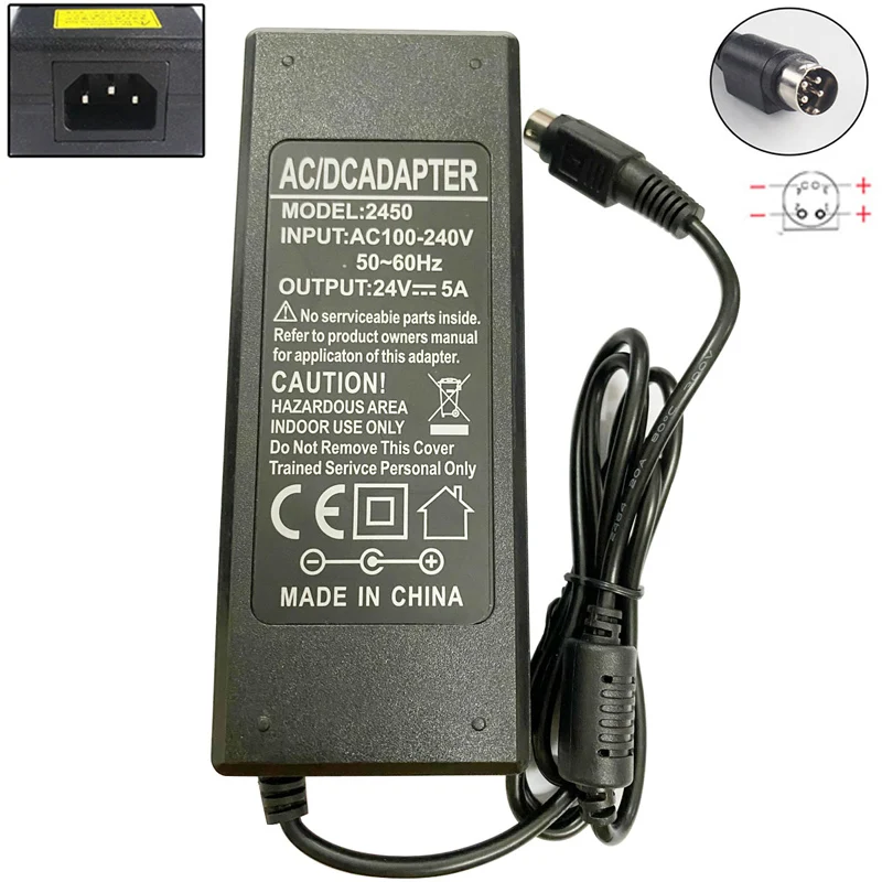 Monitor de Substituição da Fonte ac para Effinet Adaptador Fy2405000 Lcd Alimentação 24v 5a 4pin Efl-2202w