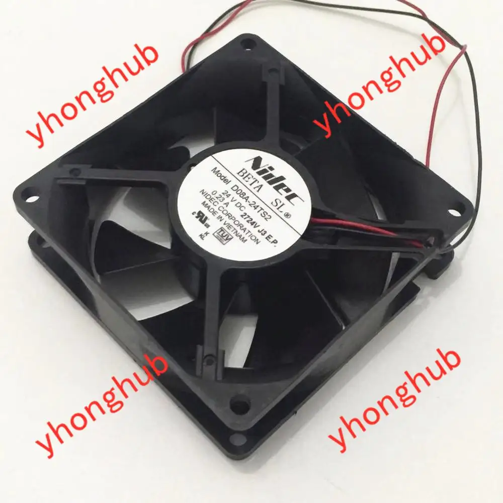 Nidec D08A 24TS2 DC 24V 0.23A 80x80x25 мм 2 провод Сервер вентилятор охлаждения|square fan|server fandc 24v fan |