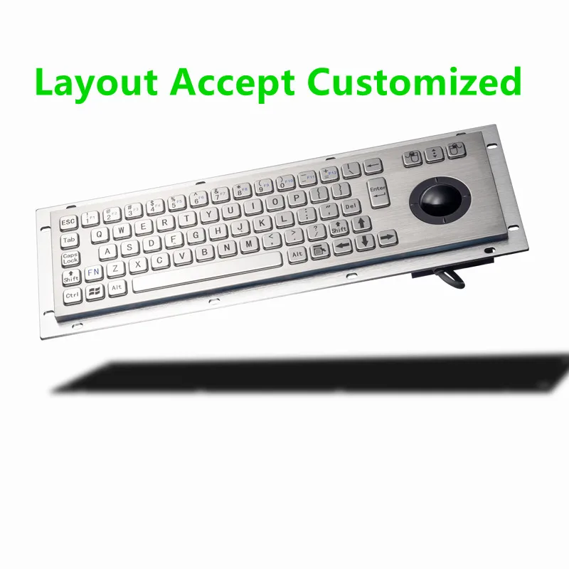 Waterproof Vandal Proof Panel Mount USB Wired Stainless Steel Keypad With Trackball Mouse Industrial Metal Keyboard | Компьютеры и