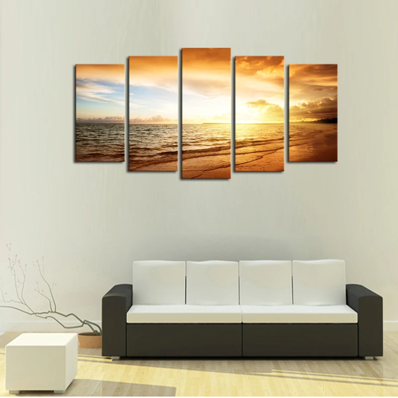 Недорогая фотография картина без рамки 5 панелей современное настенное