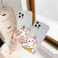 cute pinched face animal cat clear phone case for iphone 11 12 13 pro max x xr xs max 7 8 plus se 20 soft back transparent cover