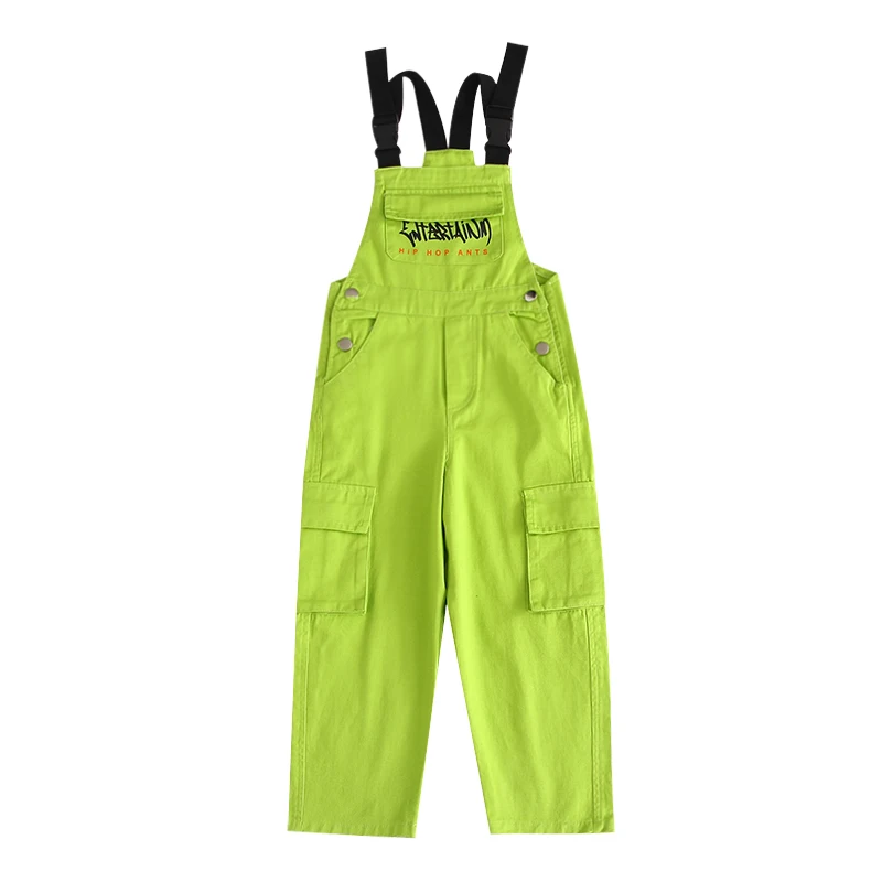 

Jazz Costume Kids Green Strap Jumpsuit Girls Hip Hop Clothing Boys Street Dancewear Children Stage Dance Show Rave Outfit DN3942