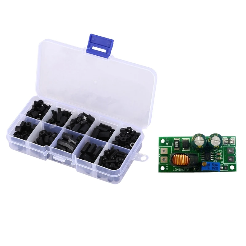 

300 Pcs M3 Nylon Hex Screw Nut & 1 Pcs Adjustable Pwm Led Driver Controller Step-Down Constant Current Converter