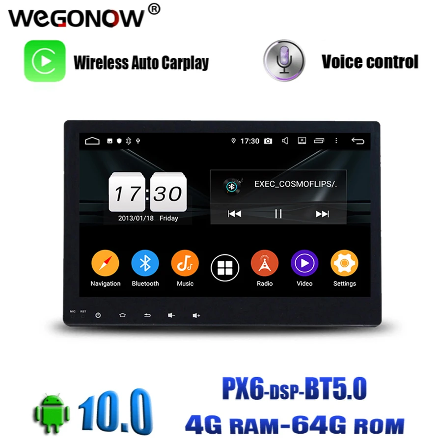 Автомобильный мультимедийный DVD плеер PX6 DSP 10 1 дюйма Android 0 для Toyota Hilux 2016 2017 4 ГБ 64 Wi