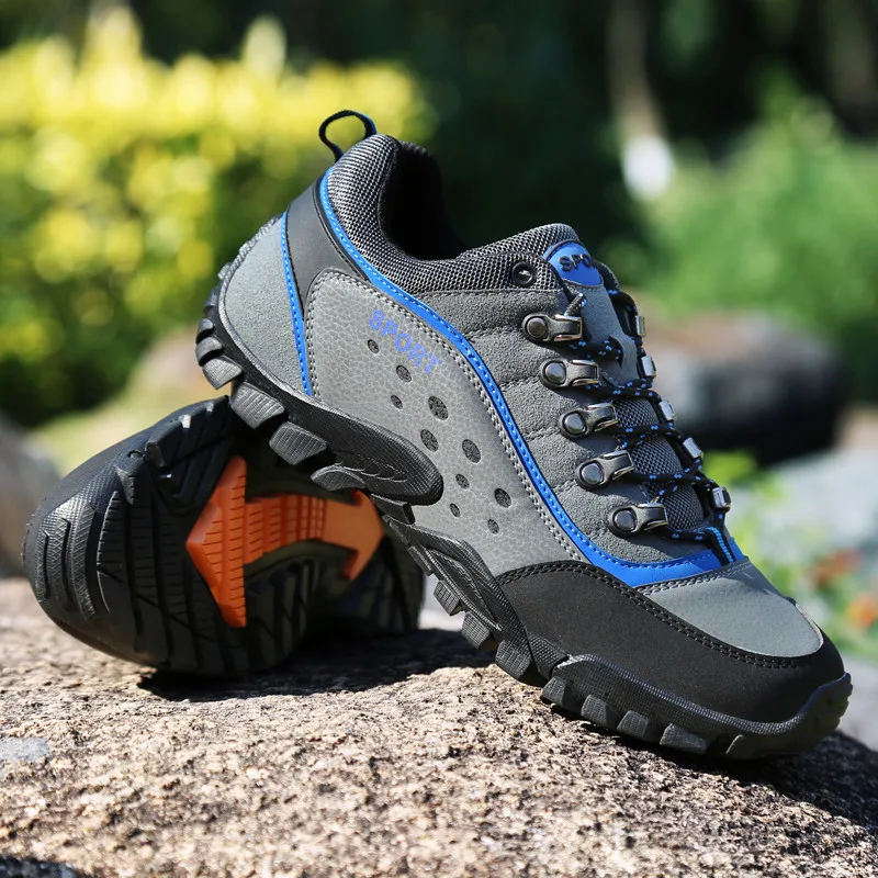 High-quality Outdoor Mens Hiking Shoes Couple Leather Trekking Sneakers Waterproof Non Slip Comfortable Travel Camping Men Shoes