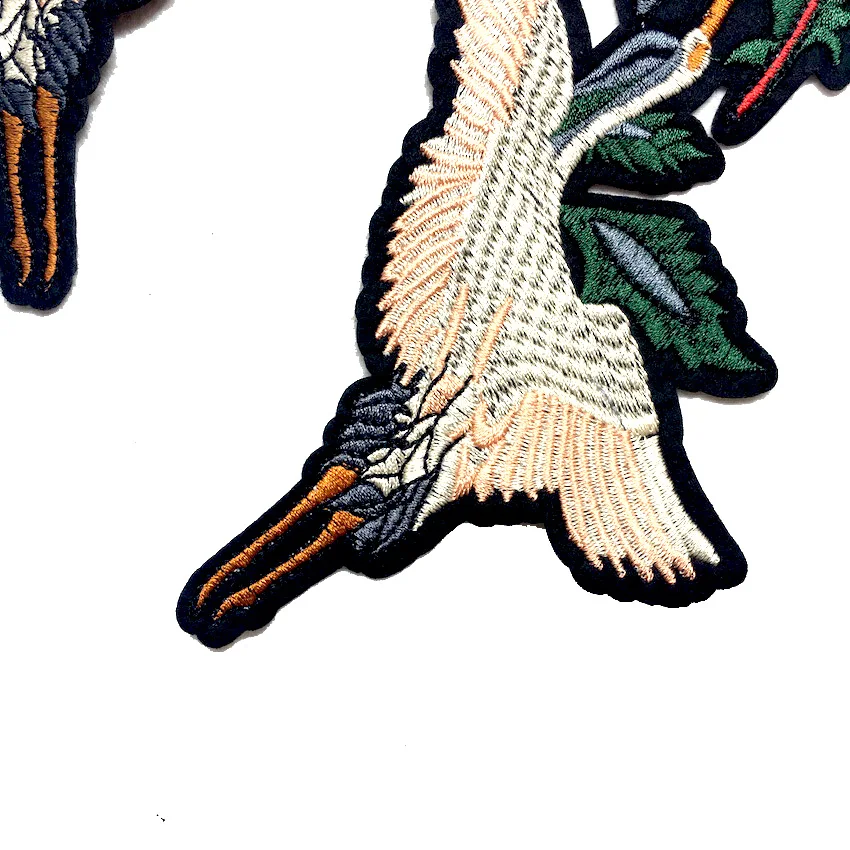 1 пара вышитая аппликация в виде красного журавля с птицами нашивки для одежды