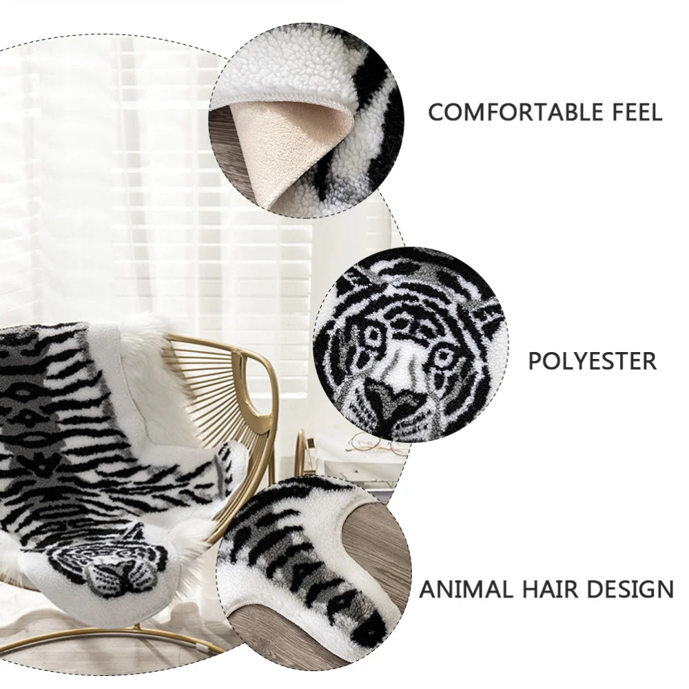 

1 Pc Home Indoor Bedroom Living Room Carpet Polyester Tiger Pattern Mat
