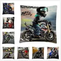 stunt motorcycle exquisite pattern linen cushion cover pillow case for home sofa car decor pillowcase 45x45cm
