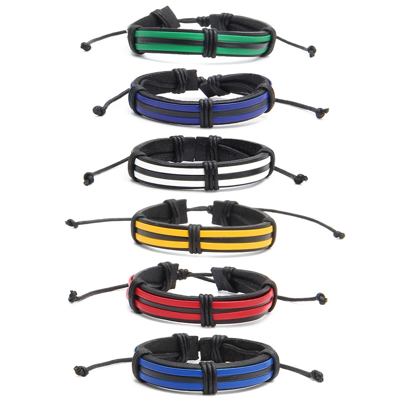 Мужской плетеный браслет ручной работы MINHIN из искусственной кожи в стиле панк |