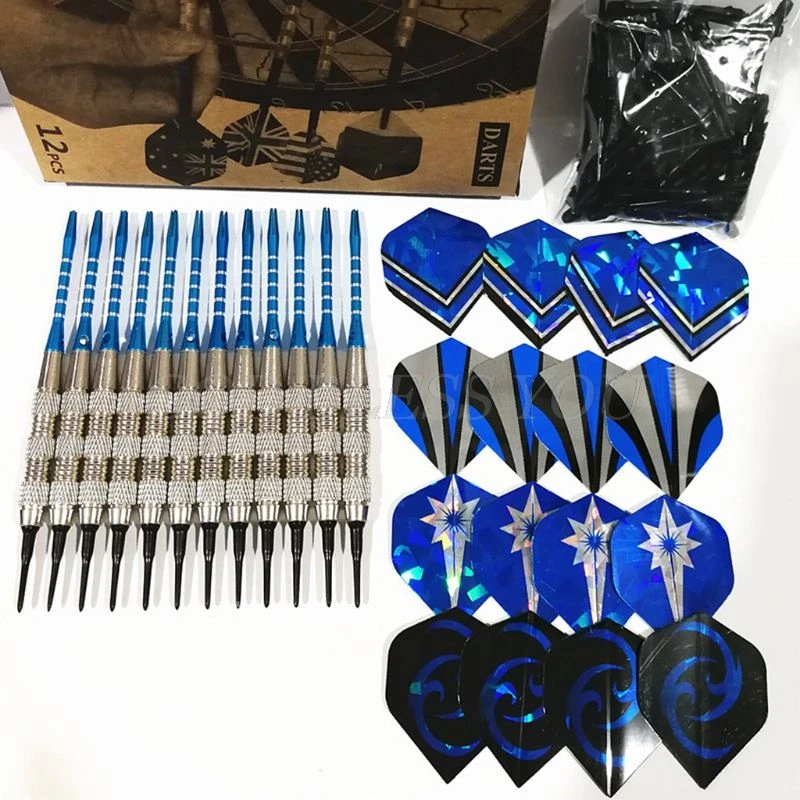 

12Pcs/Set Soft Tip Darts with Extra Tips Shafts Flights for Electronic Dartboard Party Bar Outdoor Indoor Games Drop Shipping