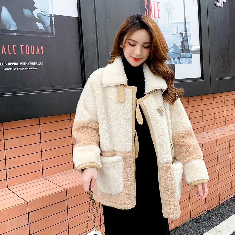 Пальто из овечьего меха для женщин новинка 2019 модное зимнее меховое цельное