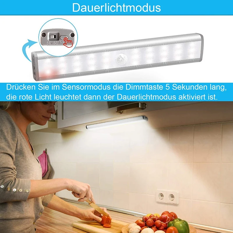 

Cabinet Light with Motion Detector USB Night Light 30 LED 3 Modes with 3 Brightness Levels, Cabinet Light for Interior Kitchen a