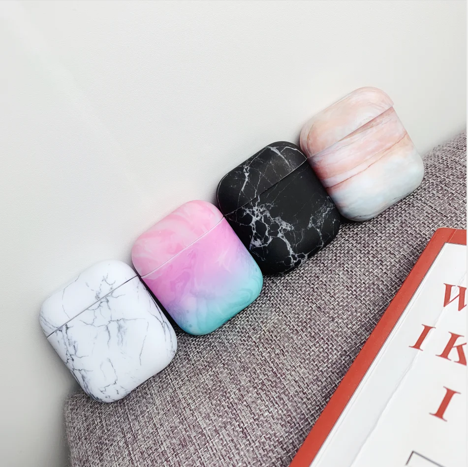 Роскошная мраморная жесткая Защитная сумка для беспроводной зарядки наушников