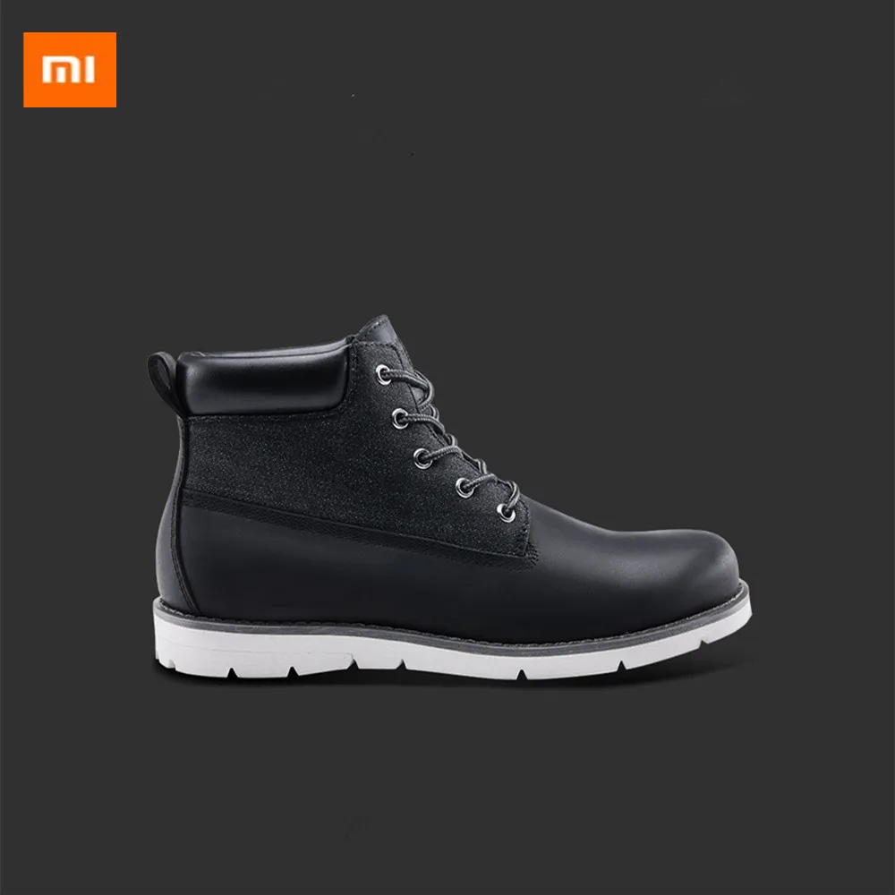 Xiaomi Mijia/мужские Ботильоны; зимняя обувь; Водонепроницаемая Нескользящая резина; удобная теплая обувь для бега - Цвет: Черный