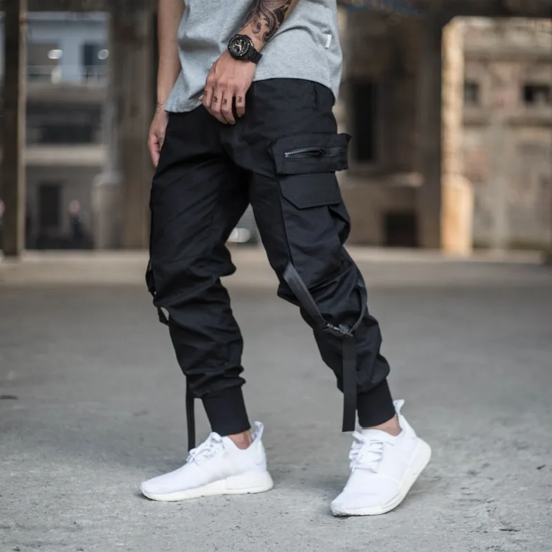 

brand Multi Pocket overalls pants loose solid 19 Leggings men's fashion color casual parachutist pants