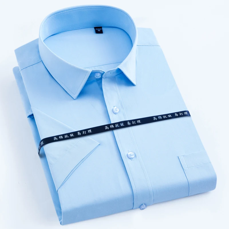 

Мужская Базовая рубашка с короткими рукавами, белая формальная однотонная Повседневная рубашка в полоску для работы и офиса, лето 2019