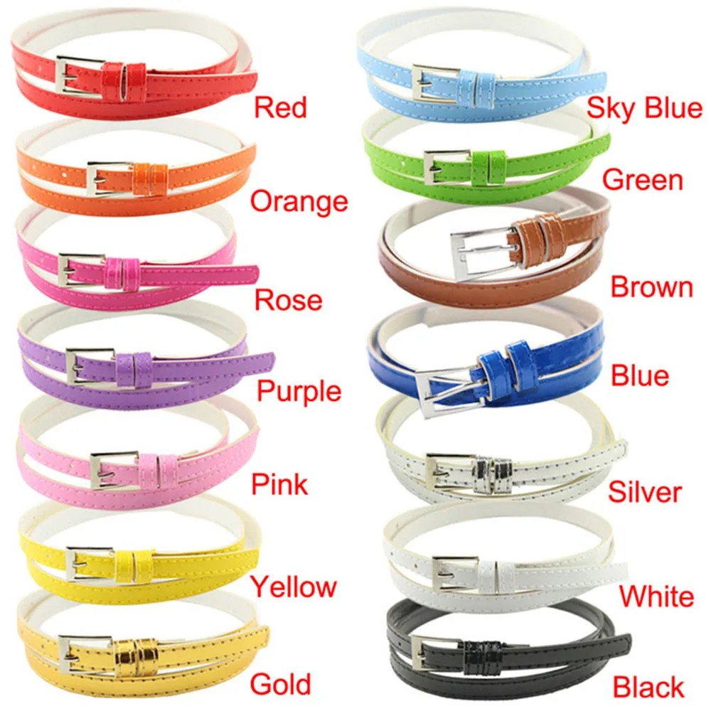 

Useful Belt Beautiful Woman Multi-color Women's Fashion Belt Small Candy Color Thin Leather Belt Ms Belt For Female New Style