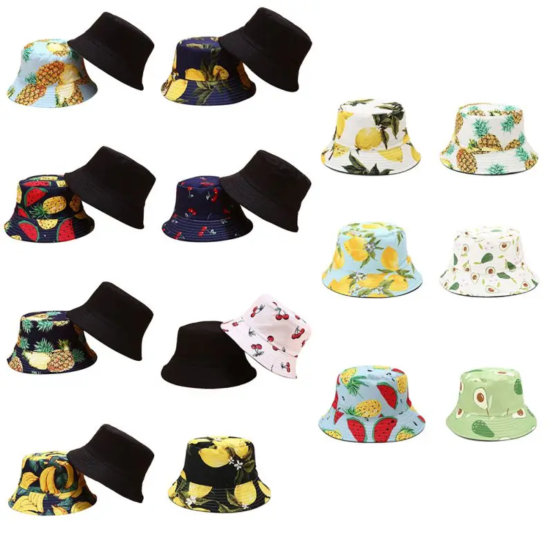

Women Sun Hats Tropical Printed Fruit Pattern Fisherman Hat Female Summer Outdoor Sports Sunshade Hat Casual Basin Cap Bucket