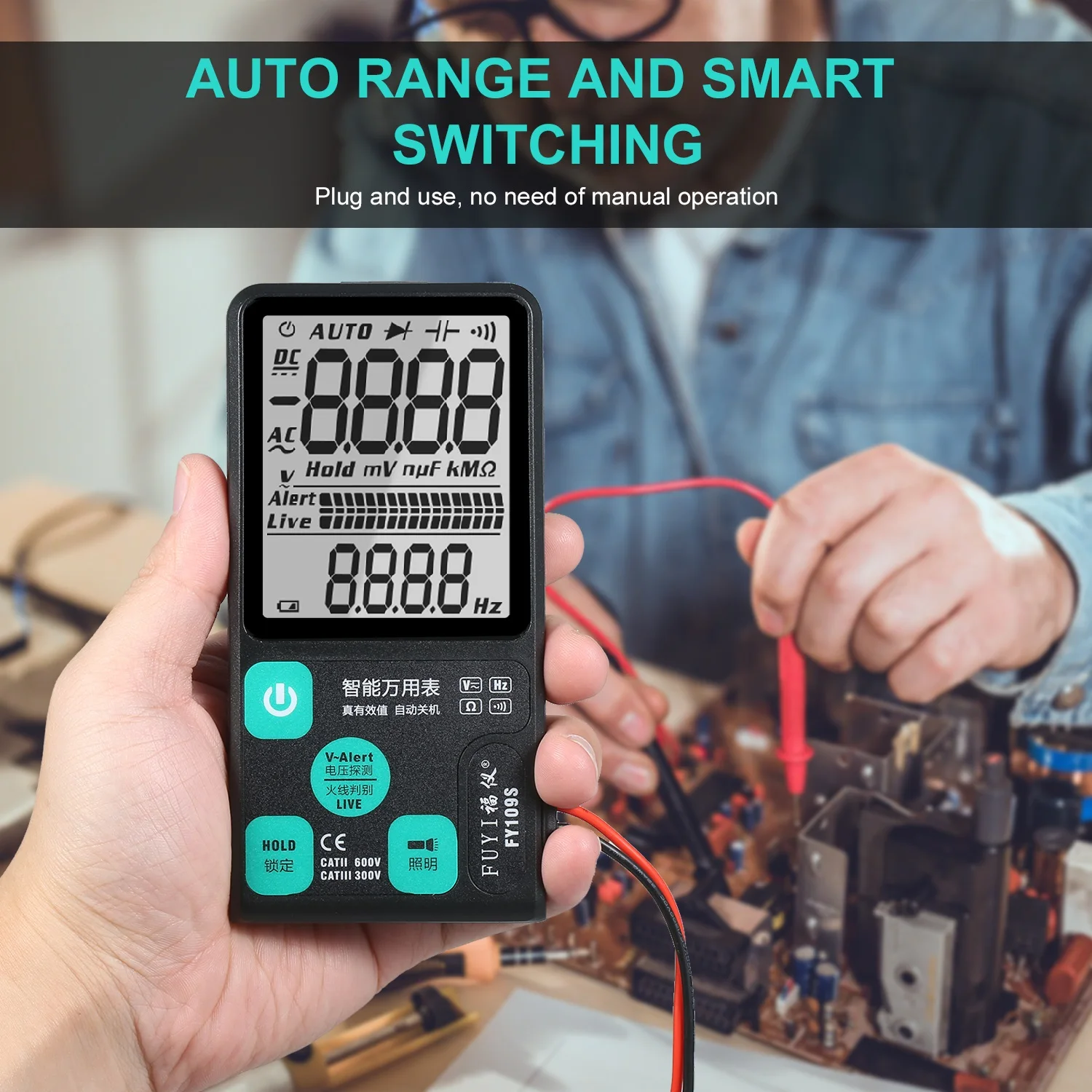 

Intelligent Multimeter UltraThin Digital Meter AC/Direct Current Voltage NCV Tester Resistance Capacitance Frequency Measurement