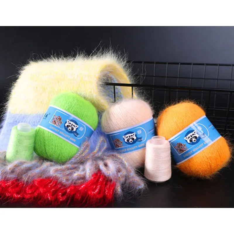 Пряжа из смесовой норки и кашемира длинные волосы для вязания крючком вязаная