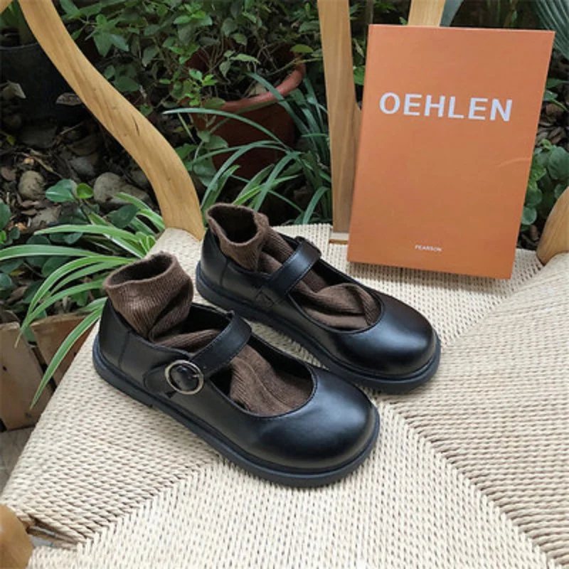 Туфли женские кожаные в британском стиле маленькая ретро Обувь Mori girl для