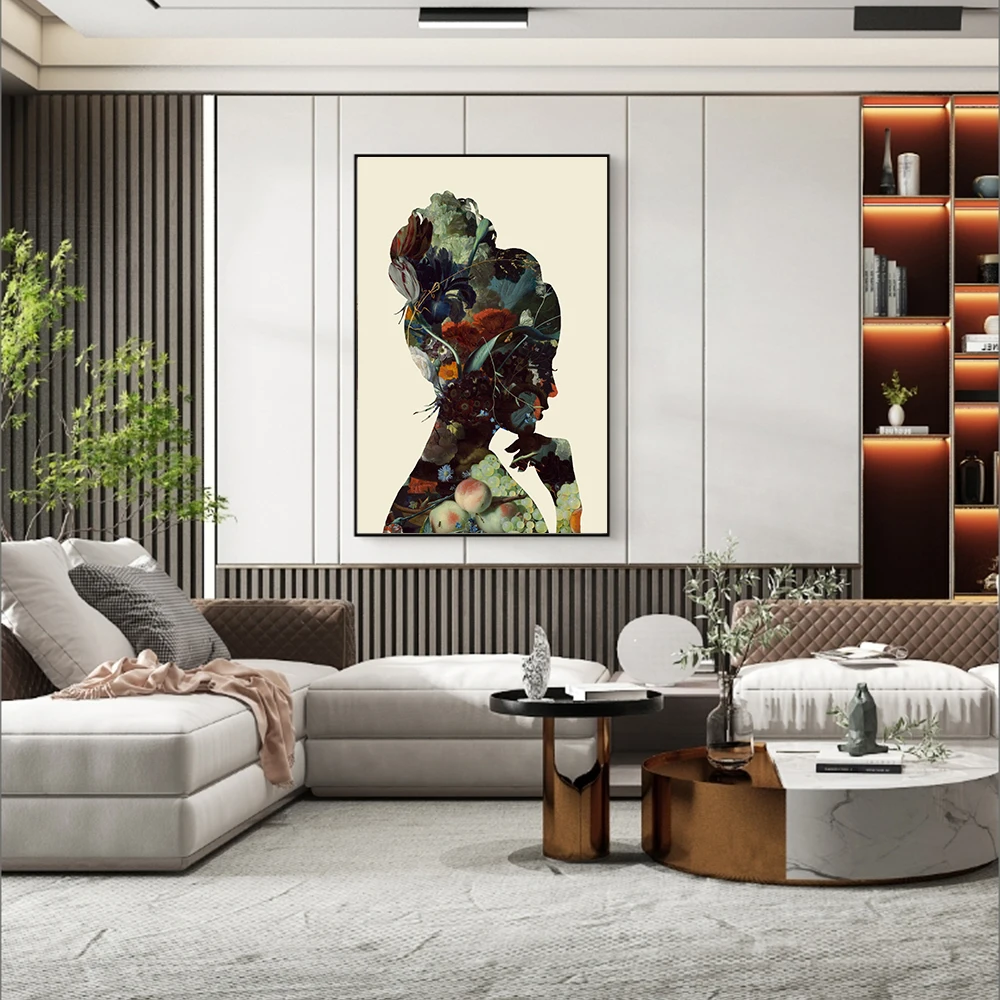 

Modern Simple Flower Girl Poster Abstract Figures Wall Art Canvas Painting For Living Room Wall Decorative Pictures Home Decor