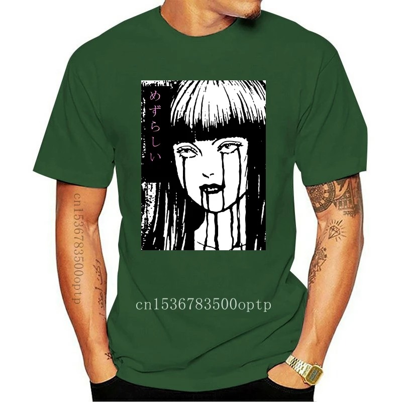 

New fashion 2021 trend T shirt Man s Horror Halloween HoJunji Ito Slug Girl Novelty Short Sleeve Round Men's Cartoon Fun T shirt