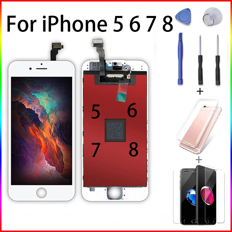 Класс AAAAA Pantalla LCD для iPhone 5 6 7 8 дисплей Замена 3D сенсорный экран дигитайзер без
