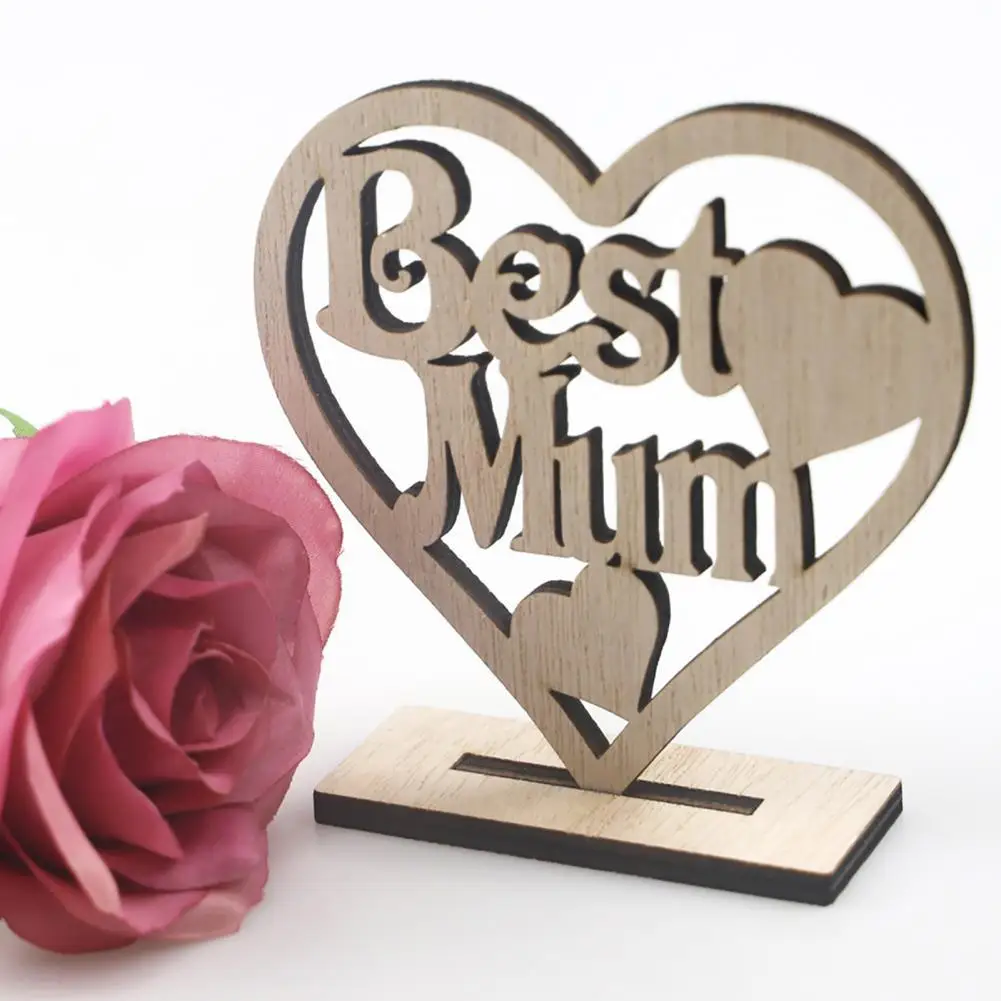 

Hot Sales!!!Heart Plaque Handmade Sturdy Wooden Happy Mother's Day Wooden Embellishments for Living Room