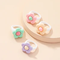 new funny flower ring cute colorful acrylic resin rings cartoon transparent for women girls party jewelry gifts