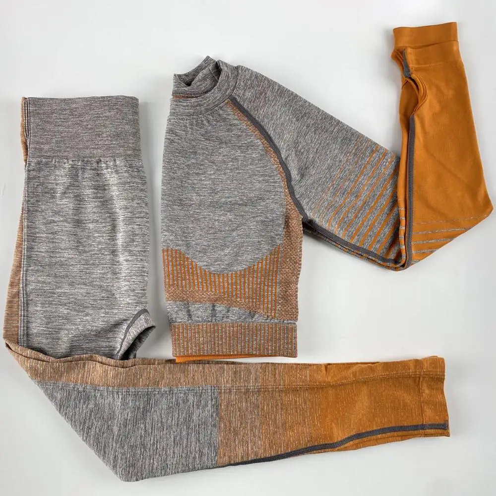 

Fitness Suits Yoga Women Sportswear Outfits Long Sleeve Shirt+Sport Bra+Seamless Leggings Workout Running Clothing Gym Wear