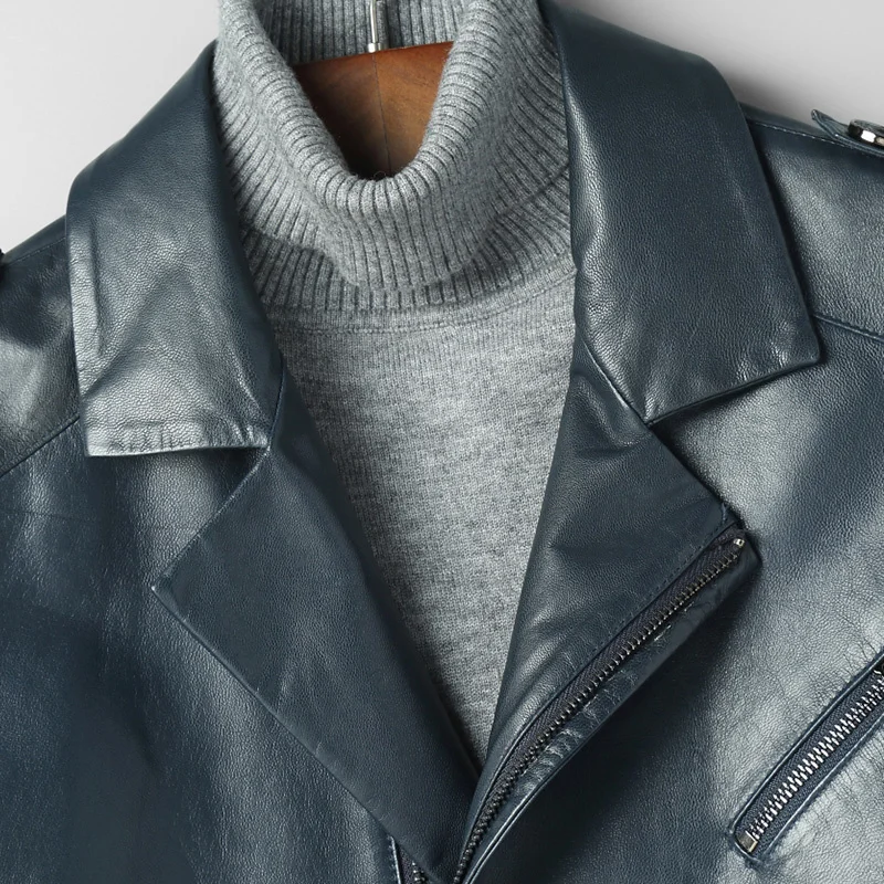 Кожаная мужская куртка жакет из натуральной козьей кожи мужские короткие