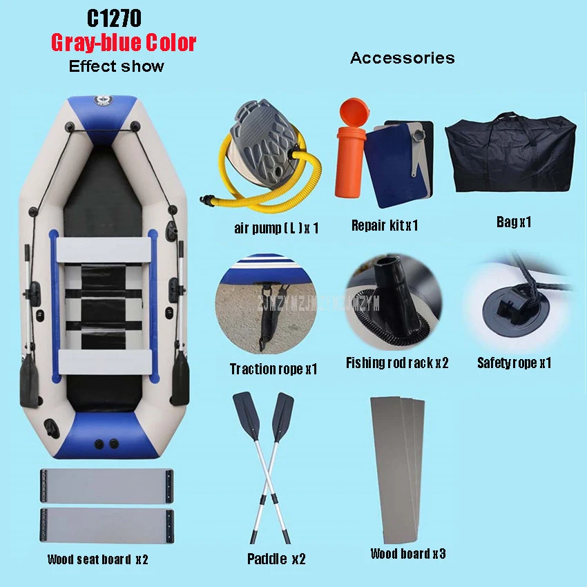 

PVC Inflatable Boat Wear-resistant Raft River Dinghy Fishing Rowing Boat 0.7mm/0.9mm 4-6/5-7/6-8 Person With Oars and Air Pump